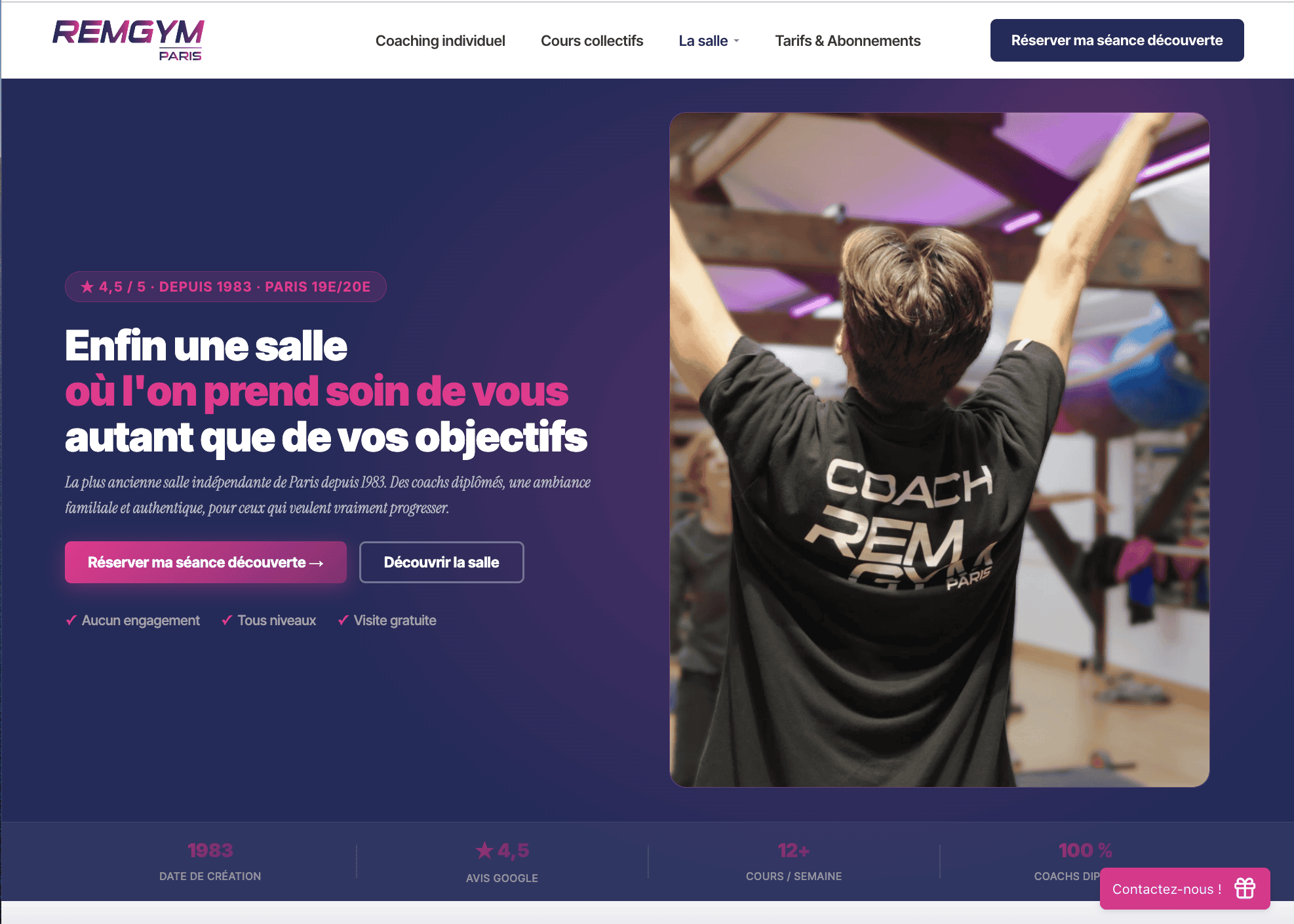 Aperçu du site Rem-Gym Paris